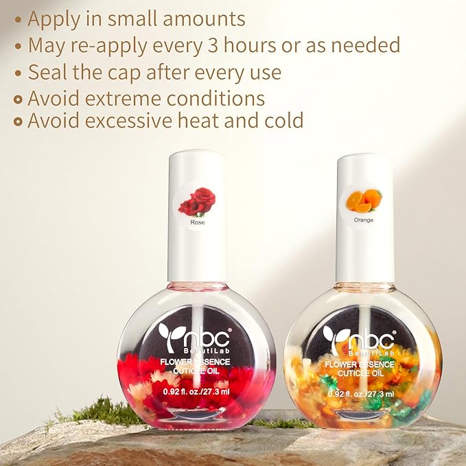 Cuticle Oil, Nail Growth Oil Natural Blend of Jojoba, Vitamin E Nail Cuticle Oil for Repairs Cuticles Overnight Moisturizes and Strengthens Nails Cuticles 2 x 0.92 oz Orange & Rose