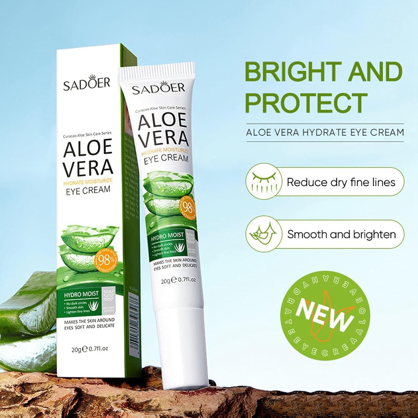 Aloe Eye Cream, Eye Cream For Dark Circles, Under Eye Cream For Puffiness And Bags, Hydrating Anti Aging Eye Cream For Reduce Fine Lines & Wrinkles
