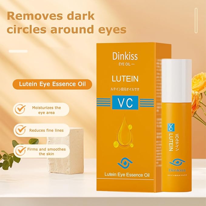 Dinkiss Lutein Eye Essence Oil - Lutein Eye Essence Oil, Lutein Eyes Vc Cream to Improve Eyes Bags Dark Circles (1pcs, 8ml/pcs)