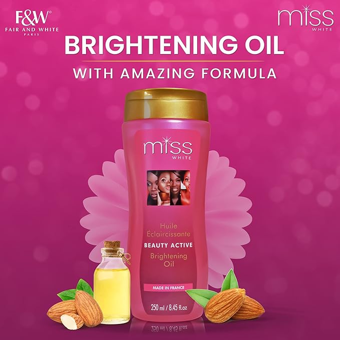 FAIR & WHITE Miss White Brightening Oil 250ml - Skin Brightening Properties, with Almond Oil