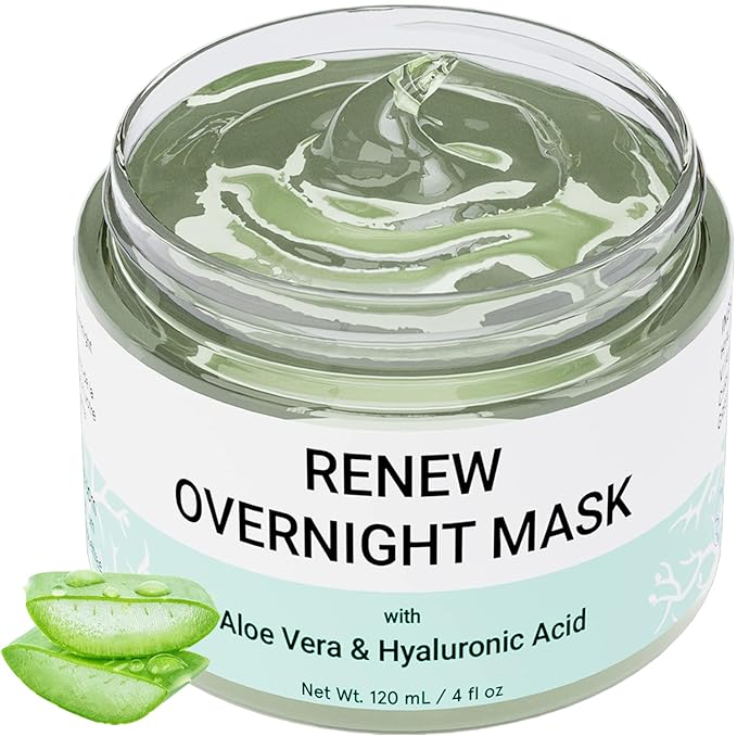 Doppeltree RENEW Overnight Face Mask with Aloe Vera Gel & Hyaluronic Acid, Anti Aging Hydrating Facial Mask for All Skin Types, Night Time Skin Care & Repair
