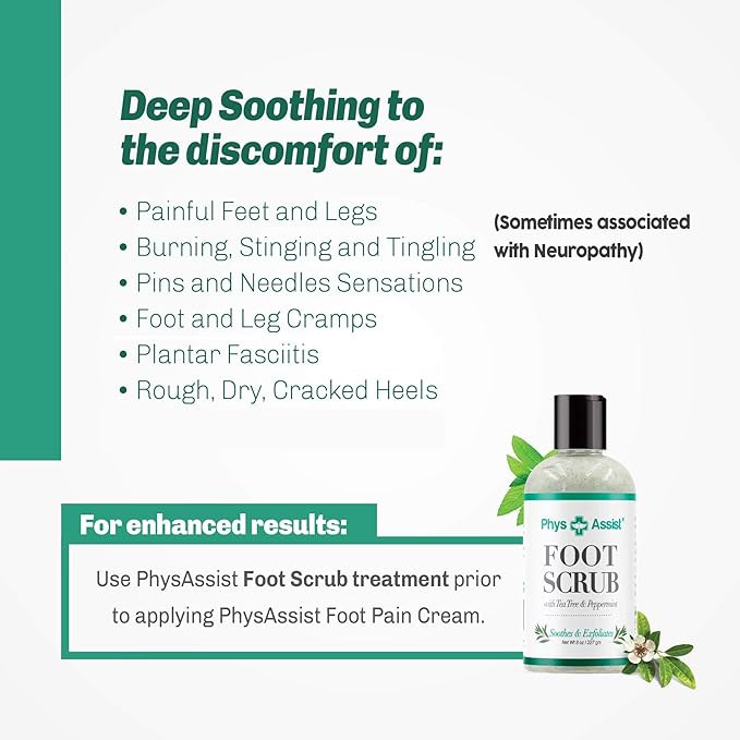 PhysAssist Soothing Foot Cream to Feet and Legs (Three - 4 oz jars) Soothing to feet and Legs.
