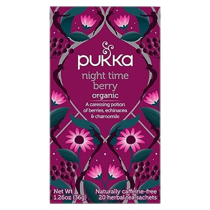 Pukka Night Time Berry Organic Herbal Tea, Soothing Infusion With Chamomile, Lavender & Elderberry, Tea Gift Set For Bedtime Relaxation, Caffeine Free, 80 Total Bags (20ct - Pack of 4)