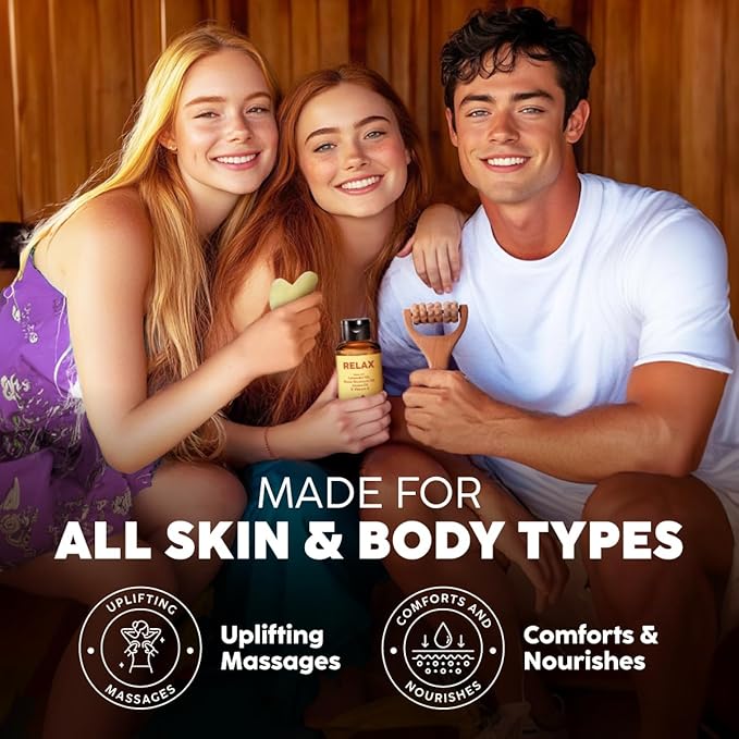 Kukka Relax Massage Oil for Massage Therapy - 3.38 Fl Oz - 100% Pure Natural Full Body Oil Relaxing, Warming for Women & Men, with Lavender, Jojoba, Rose Geranium & Vitamin E