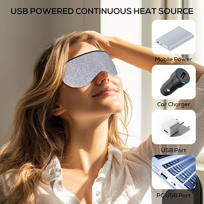 Heated Eye Mask for Dry Eyes, 5-Speed Timed Temperature Control, Digital Countdown, Warm Eye Compresses, Relieves Dry Eye Problem