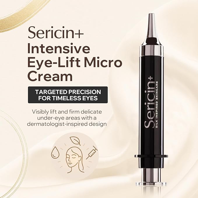 Sericin Intensive Eye-Lift Micro Cream- Targeted Eye Cream with Silk Protein Sericin to Firm & Smooth Skin- Brightening Eye Cream Reduces Puffiness - Wrinkle Remover for Daily Use- 1.7 Fl Oz