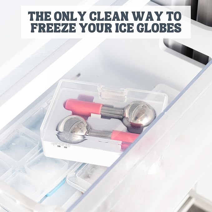 Ice Globes for Facials - 360 Rotating Unbreakable Steel Ice Globes with Carry Case - Professional Esthetician Supplies - Ice Roller for Face and Eyes - Ideal Skincare Tool (Pink)