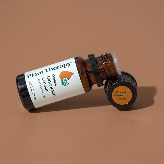 Plant Therapy USDA Certified Organic Cinnamon Cassia Essential Oil 10 mL (1/3 oz) 100% Pure, Undiluted, Therapeutic Grade