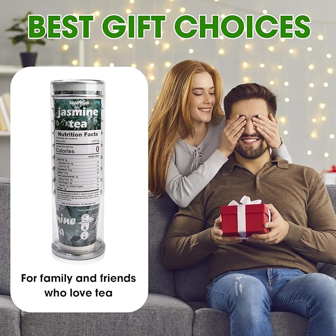 Organic Tea Sampler – 10 Eco-Friendly Tea Cups for Hot or Iced Teas, Premium Loose Leaf Teas Variety Pack – Jasmine, Chamomile, Hibiscus, Lemon Balm, Green Tea