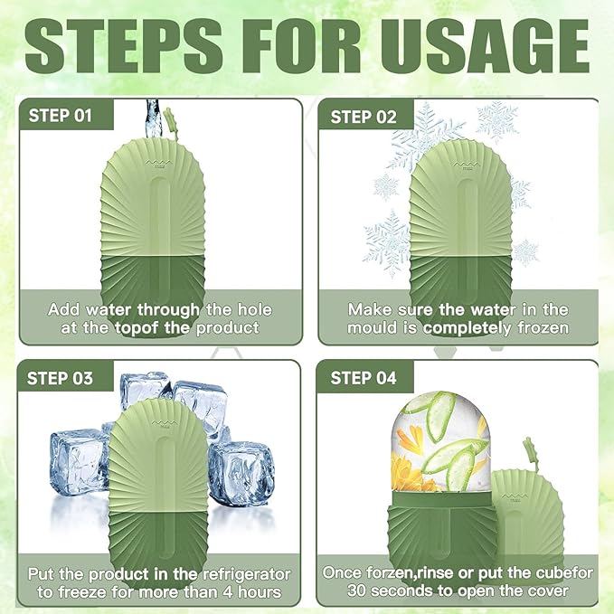 Ice Cube Roller Massager for Face and Eyes, Ice Face Roller, Reusable Silicone Ice Mold for Face Beauty Eye Facial Naturally Conditioning and Skin Care Tools (Green)