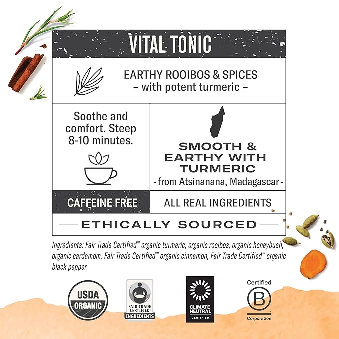 Numi Organic Amber Sun Turmeric Tea, 15 Tea Bags (Pack of 3), With Rooibos & Spices, Herbal Tea (Packaging May Vary).