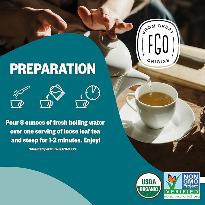 FGO Organic Sencha Green Tea, 4 Ounce Loose Leaf, Resealable Bag, Sourced from Japan, Packaging May Vary (Pack of 1)