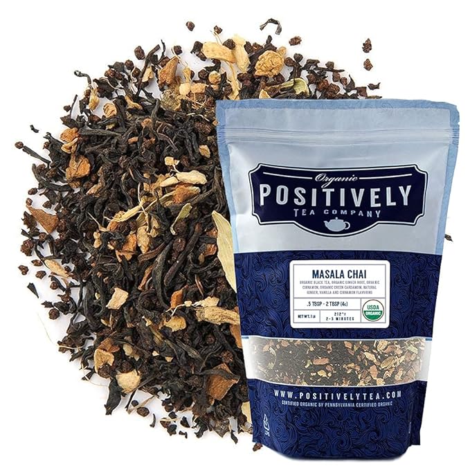 Organic Positively Tea Company, Masala Chai Black Tea, Loose Leaf, 16 Ounce
