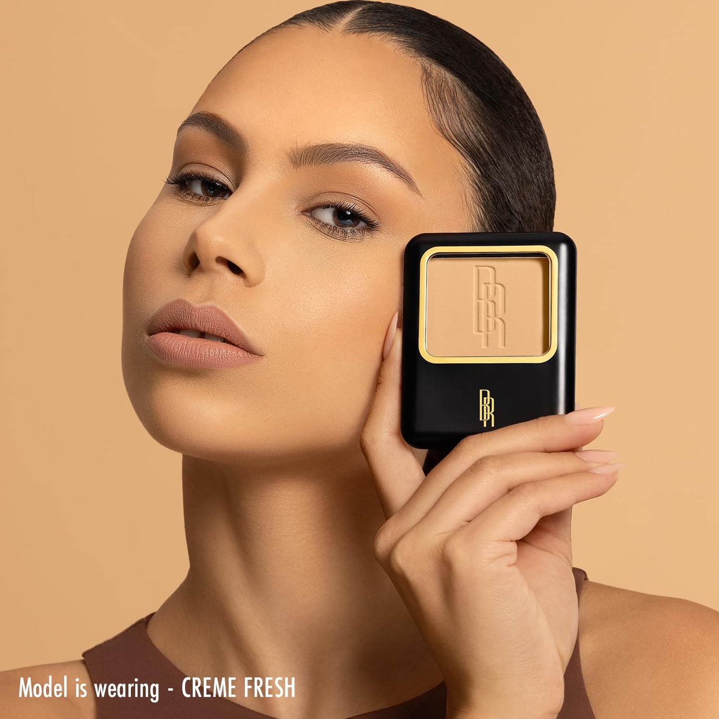 Black Radiance Pressed Powder, Buildable & Blendable Matte Finish Shine Control Compact with Mirror & Applicator, Cruelty-Free & Vegan - French Toast