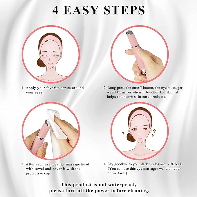 Ideal Swan Eye Massager Wand - Chargeable Facial Massager for Dark Circles, Eye Bags, Puffiness Under Eyes (Pink)