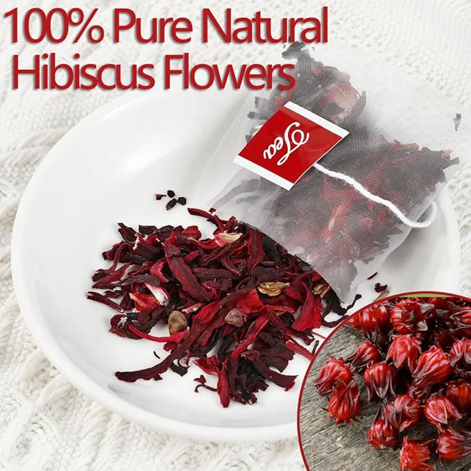Premium Hibiscus Tea Bags,60 Tea Bags 2g /4.24 Oz,100% Pure Dried Hibiscus Flower,Natural & No Additives,Caffeine Free.