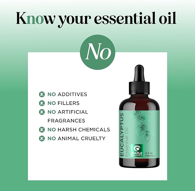 Pure Eucalyptus Essential Oil 4oz Invigorating Home Spa Aromatherapy and Natural Bath Oil - Eucalyptus Oil for Diffuser Dry Scalp Care and DIY Skin Care