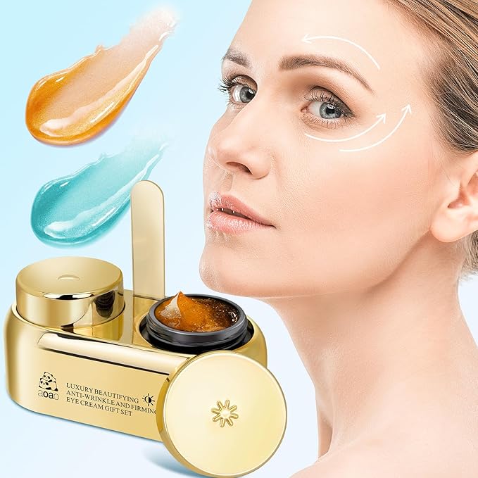 AOAO Luxury Day & Night Eye Cream Gift Set – Anti-Aging & Firming Eye Cream with Peptides, Niacinamide, Caffeine & Hyaluronic Acid for Dark Circles, Wrinkles, Puffiness – 15ml/0.507fl.oz