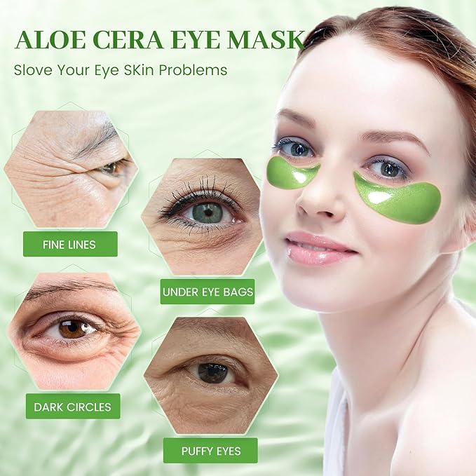 Under Eye Mask, 60 PCS Aloe Vera Under Eye Patches for Dark Circles, Eye Puffiness & Dark Circles Treatment,Under Eye Gel Pads, Eye Bags Treatment, Eye Mask Patches Skincare