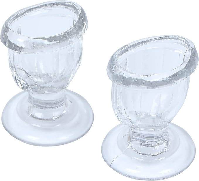 Glass Eye Wash Cup with Engineering Design to Fit Eyes for Effective Eye Cleansing - Eye Shaped Rim, Snug Fit Set of 2 (Transparent)