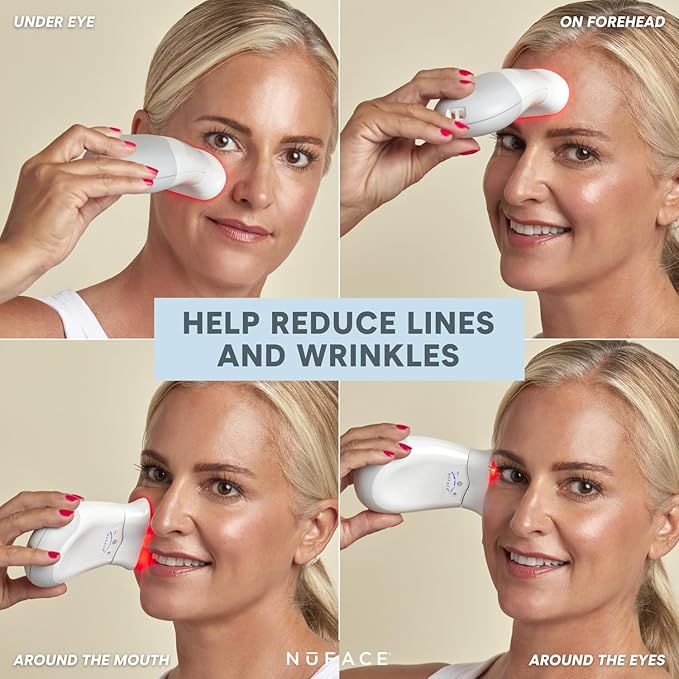 NuFACE FDA Cleared LED Red Light Wrinkle Reducer Attachment for Trinity Microcurrent Facial Device - At Home 3-Minute Fine Lines and Wrinkles Treatment for Smile Lines, Under Eyes & Forehead