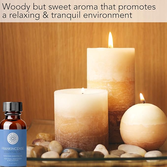 Pure Body Naturals Frankincense Essential Oil, 1 fl oz - Pure and Undiluted Therapeutic Grade - for Diffuser and Skin, Meditation and Yoga - Includes Glass Dropper
