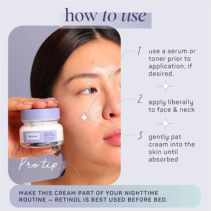 SpaLife Repairing Night Face Cream – For Fine Lines, Wrinkles, Dull Skin, Uneven Tone & Loss of Elasticity with Witch Hazel & Lavender Essential Oil – Anti-Aging Moisturizer