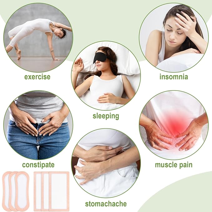 Geiserailie 20 Pcs Large Castor Oil Pack Wrap Kit Disposable Castor Oil Patches Large Self Adhesive Pads for Neck Belly Waist Stomach Knee Back Arm, Portable, Anti Massage Oil Leak, No Wash