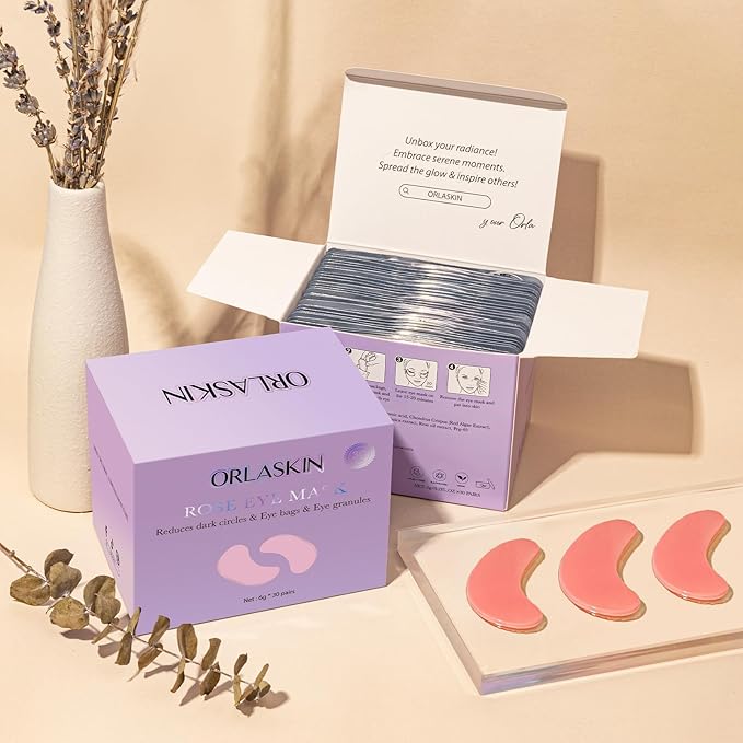 Under Eye Patches,30 Pairs Eye Mask Skin care for Dark Circles, Puffy Eyes, Under eye Bags,Wrinkles,Eye Treatment Skin Care for Men & Women Gift （Rose）