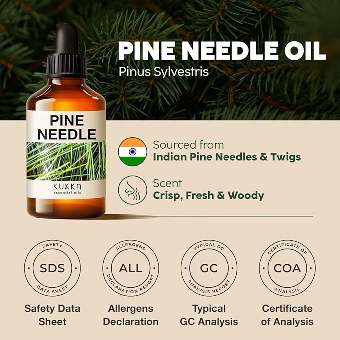 Kukka Pine Essential Oil for Diffuser - 4 Fl Oz - 100% Pure Natural Pine Oil, Woody Scent, for Candle & Soap Making Scent DIY