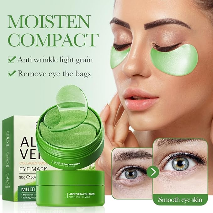 Under Eye Patches for Dark Circles, Puffiness and Eye Bags, Aloe Vera Eye Mask,Wrinkle Treatment Anti-Aging Rejuvenating Moisturizing Skin Care 60PCS Collagen Eye Gel Pads Anti-Wrinkle Eye Patches