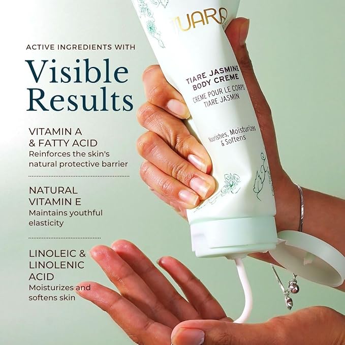 Juara - Tiare Jasmine Body Creme | Moisturizing Lotion | Dry Skin Hydration | Skin, Hands and Feet Cream | Soothing Skincare Balm | Cruelty Free, Paraben, Sulfate Free, Vegetarian | 8 oz