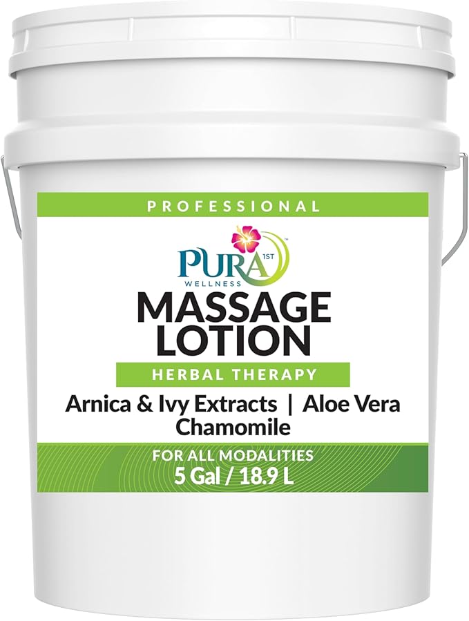 Herbal 5 Gallon Massage Lotion, Hypoallergenic Formula for Muscle Relief, Professional Deep Tissue, Skin Hydrating, Unscented for Physical Therapy Recovery, Therapeutic