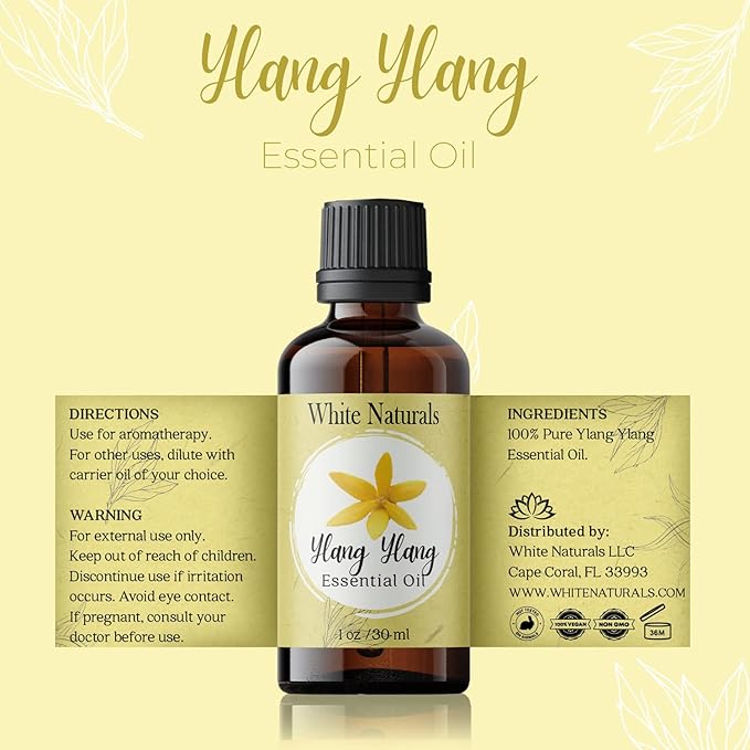 Organic Ylang Ylang Essential Oil - 100% Pure & Natural -Premium Therapeutic Grade with Premium Glass Dropper - Undiluted Natural/Homeopathic Aromatherapy Scented, Great for DIY Soap Making, Massage