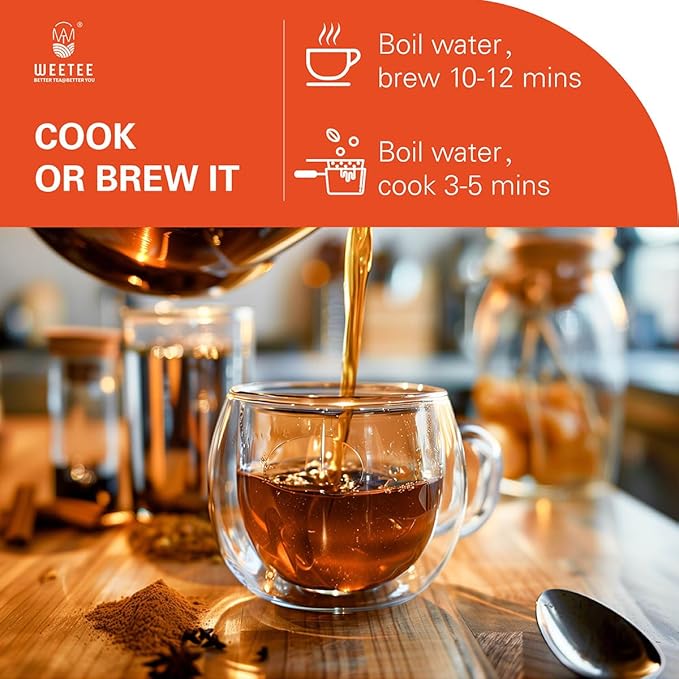 WT WEETEE Organic Cinnamon Tea Bags, Made with 100% Natural & Pure Cinnamon, Natural Caffeine-free Herbal Tea, Spice Tea 2g x 100 Counts