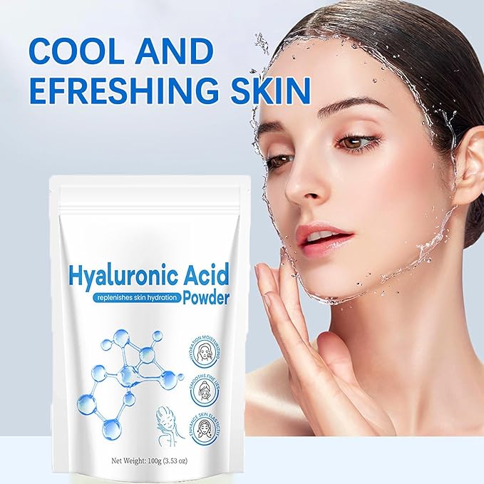 Hyaluronic Acid Serum Powder | Pure HA Powder Dissolves in Water, 100g/Box, Instant Hydration & Radiance Boost Vegan, Water Soluble