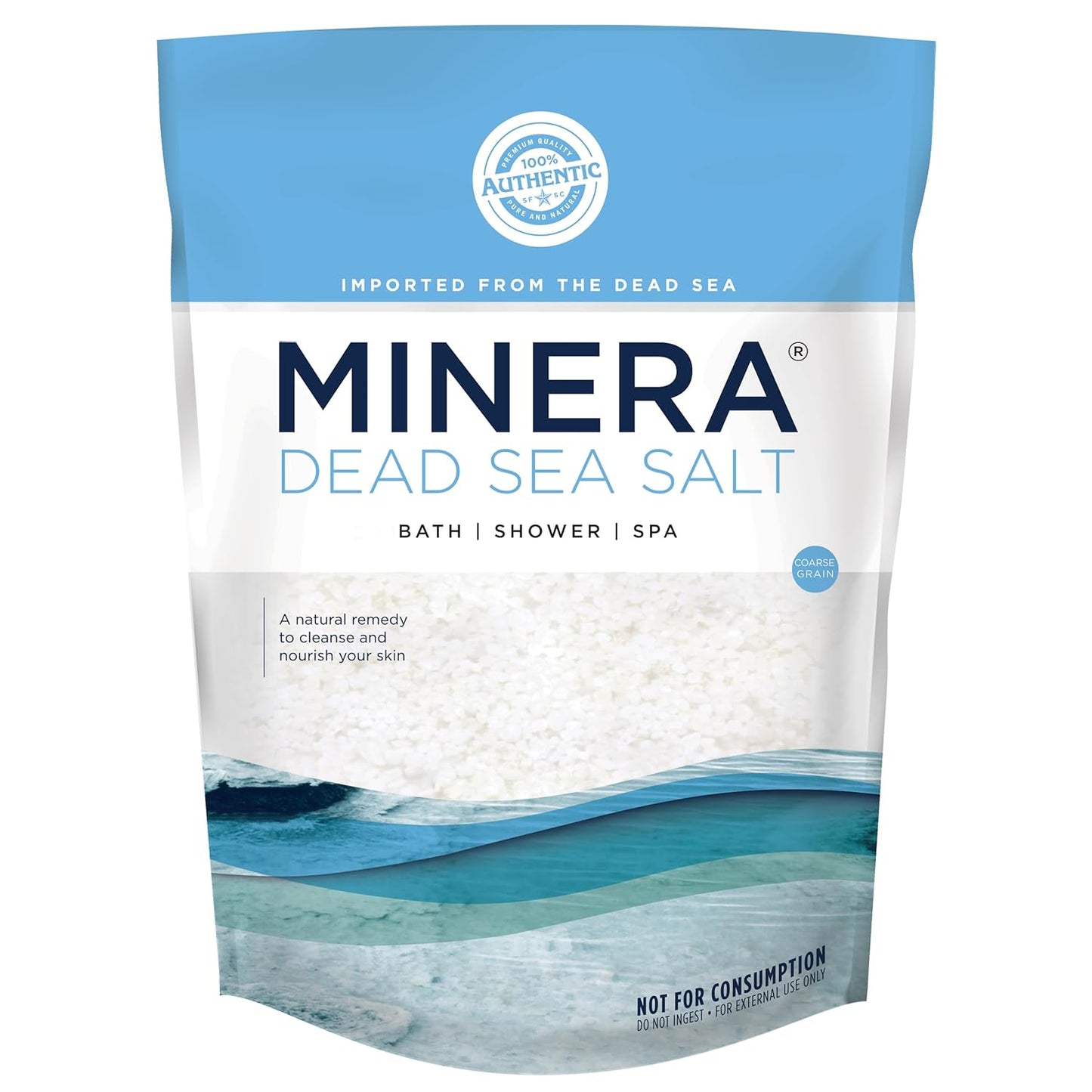 Minera Coarse Grain Dead Sea Salt for Bath & Soaking – 5 lbs, Fast-Dissolving, 100% Pure & Natural, Unscented, Skin-Nourishing Sea Salt