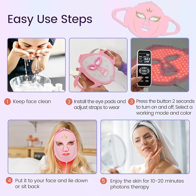 Led Light Mask for Face, Red Light Therapy for Face, 7 Colors Led Facial Mask Light Therapy, Silicone Facial Light Therapy Device, Blue Light Face SkinCare Facial Mask, for Collagen Production