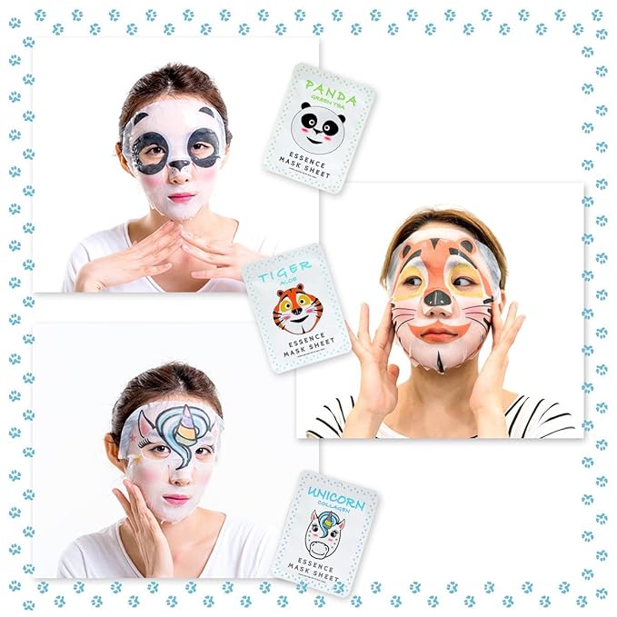 E5 Animal Print Sheet Mask (Panda, Tiger, Unicorn) 12pcs