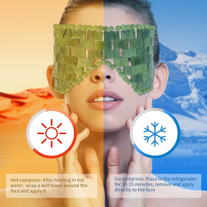 Jade Eye Mask&Weighted Roller Massage Ball - Double Ball Massage Tool for Reliefs Muscle Pain