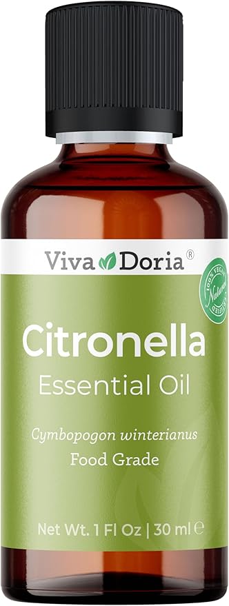 Viva Doria Citronella Essential Oil, 100% Pure, Natural Citronella Essential Oil, Undiluted, for Aromatherapy | Food Grade, 30 mL (1 Fluid Ounce)