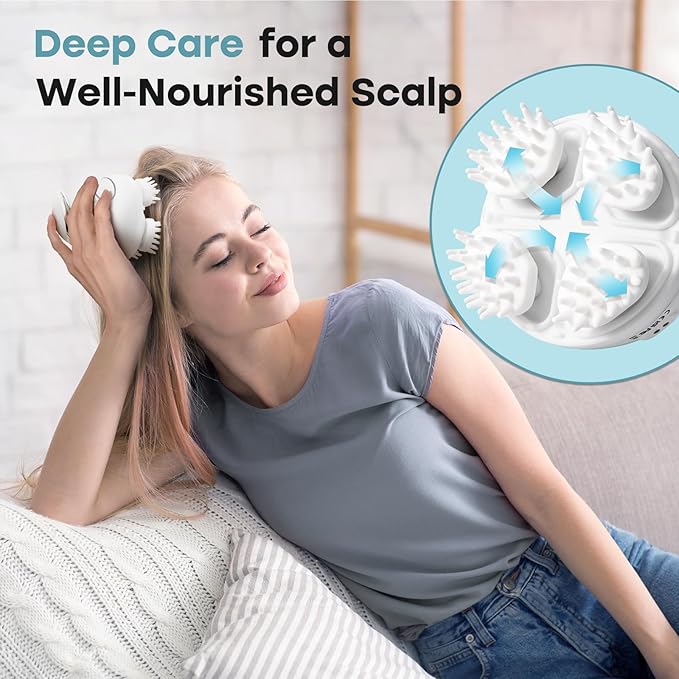 arboleaf Scalp Massager Electric Gripping Head Massager Scalp Stress Relax Portable Rechargeable Hair Massage Waterproof Cat Massage Tool, Gift for Mom