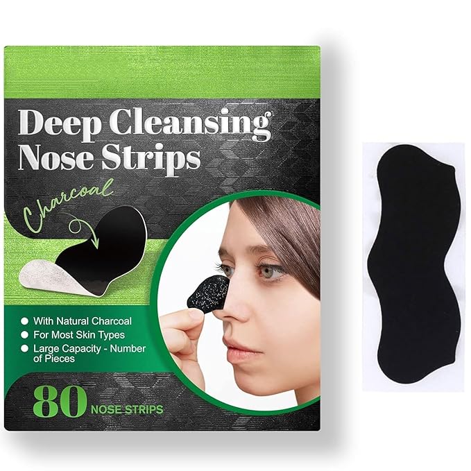 Pore Strips,Blackhead Remover,Black Heads Removal for Nose Face,Deep Cleansing Charcoal Strips,Pore Whiteheads Cleanser Strawberry Nose, Deep Cleansing for All Skin Types