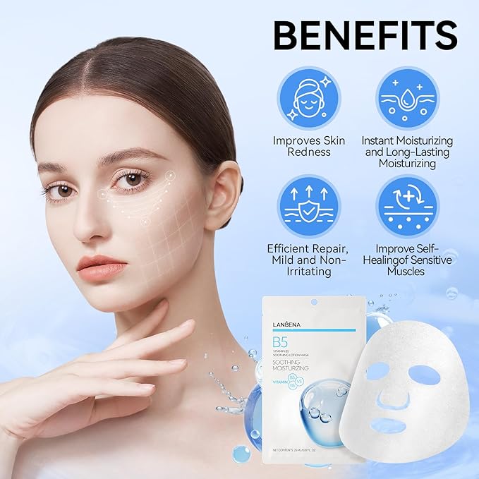 LENBENA Vitamin A Snail Mucin Serum, Self Care, Face Masks for Dry, Sensitive Skin, Not Tested on Animals (B5)