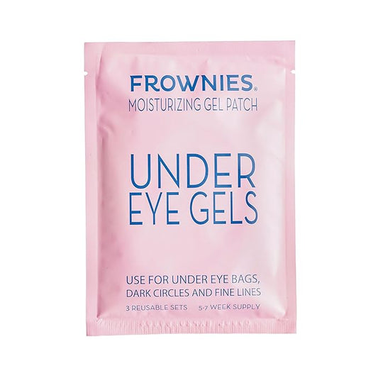 Frownies Under Eye Gel Patches for Puffy Eyes - Dark Circles with Cactus Collagen - Reusable, 3 Pack