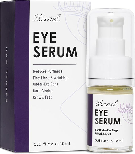 Ebanel Peptides Eye Serum, Dark Circles Treatment for Women and Men, Under Eye Bags Puffiness Remover, Lifting and Firming Serum with Wine and Lavender Extracts