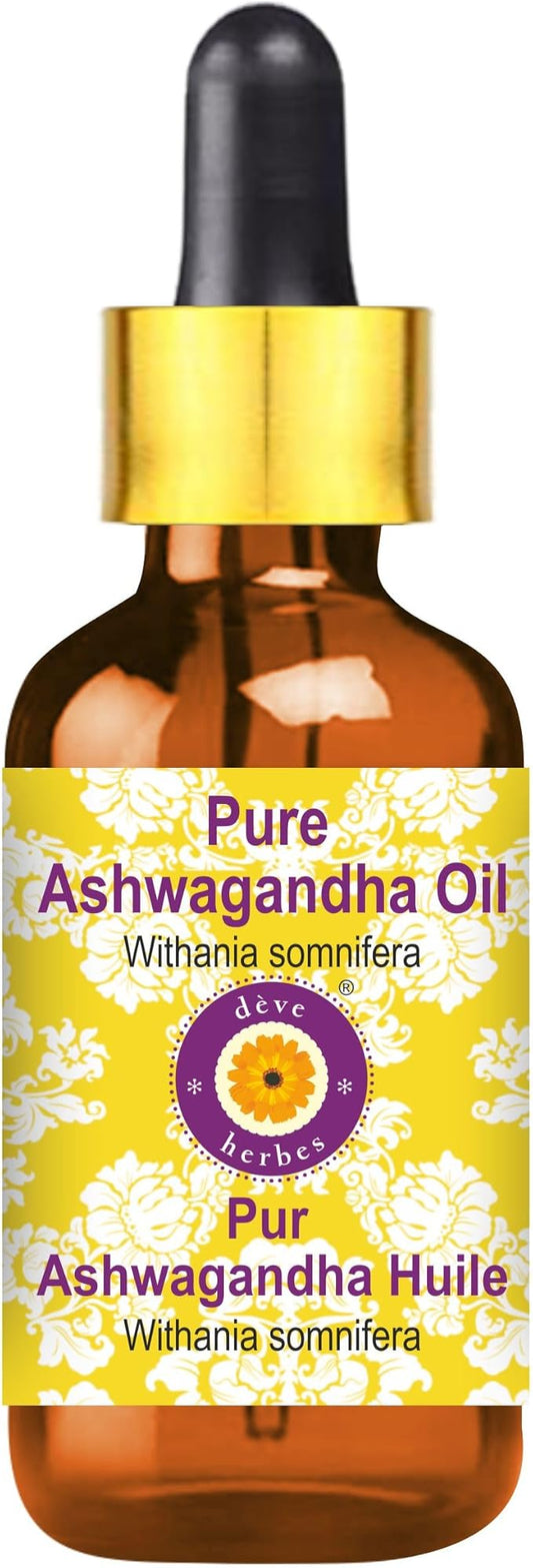 dève herbes Pure Ashwagandha Oil (Withania somnifera) with Glass Dropper 30ml (1 oz)