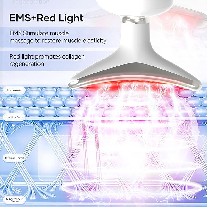 Facial Massager for Face and Neck, Red-Light-Therapy-for-Face and Neck, Face culpting Wand with 7 Color, at-Home Face Tool for Skin Care, Christmas Gifts for Women