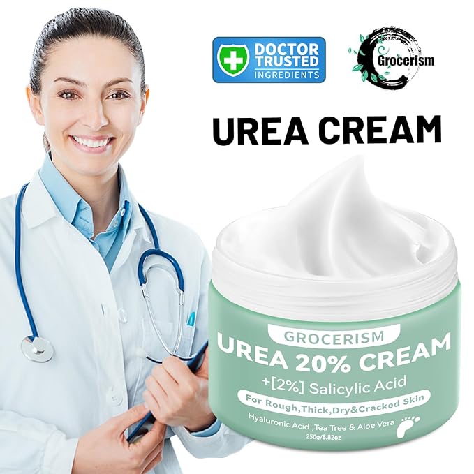 Urea Cream 20 Percent For Feet Plus 2% Salicylic Acid 8.82 oz || Foot Cream and Hand Cream Maximum Strength with Hyaluronic Acid, Tea Tree, and Aloe Vera for Deep Moisturizes, Callus Remover