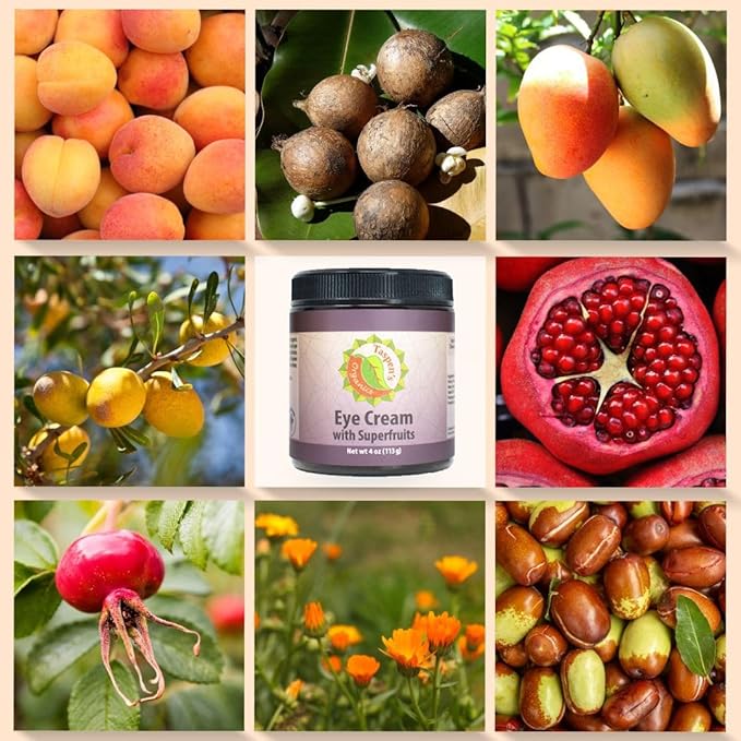 Taspen's Organics Hydrating Eye Cream with Super Fruits- for Dark Circles, Puffiness & Fine Lines - Brightening & Firming - Cruelty-Free